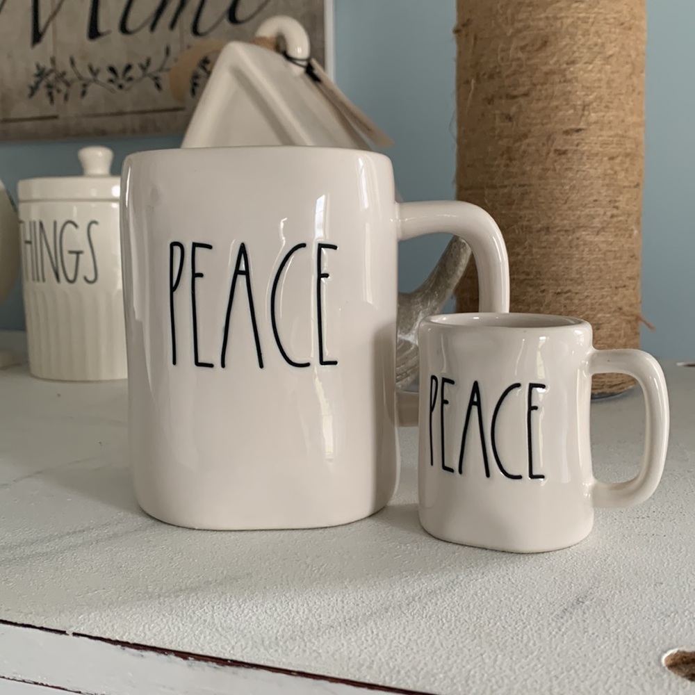 Rae Dunn PEACE mugs 2 cups small and large
